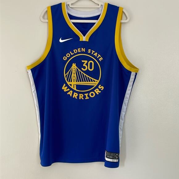 Nike NBA  Stephen Curry 30 Golden State Warriors Swingman Jersey Blue Yellow 2XL - Picture 1 of 11